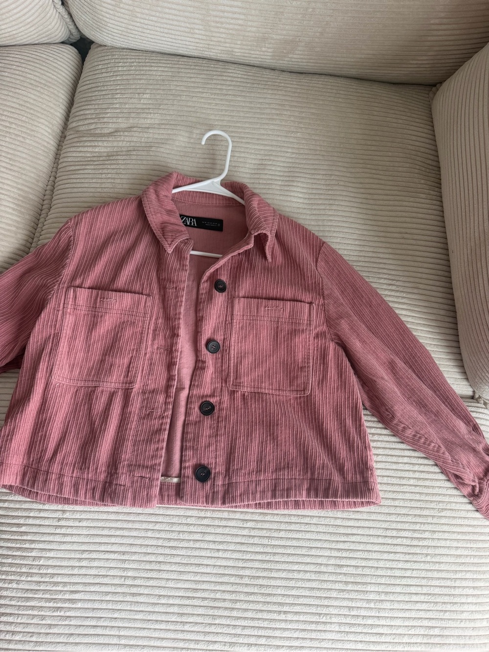 Zara Rose Pink Corduroy Button Jacket
